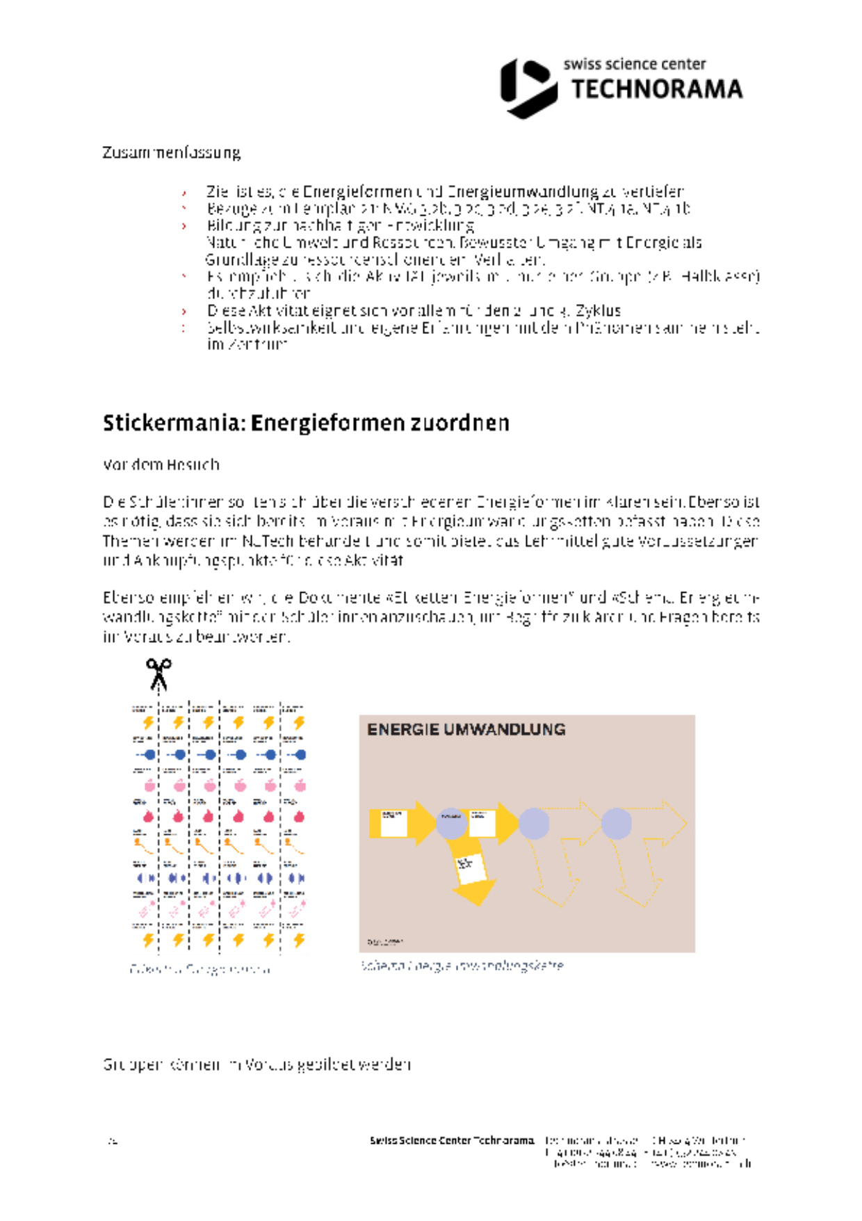 Anleitung Energieformen zuordnen