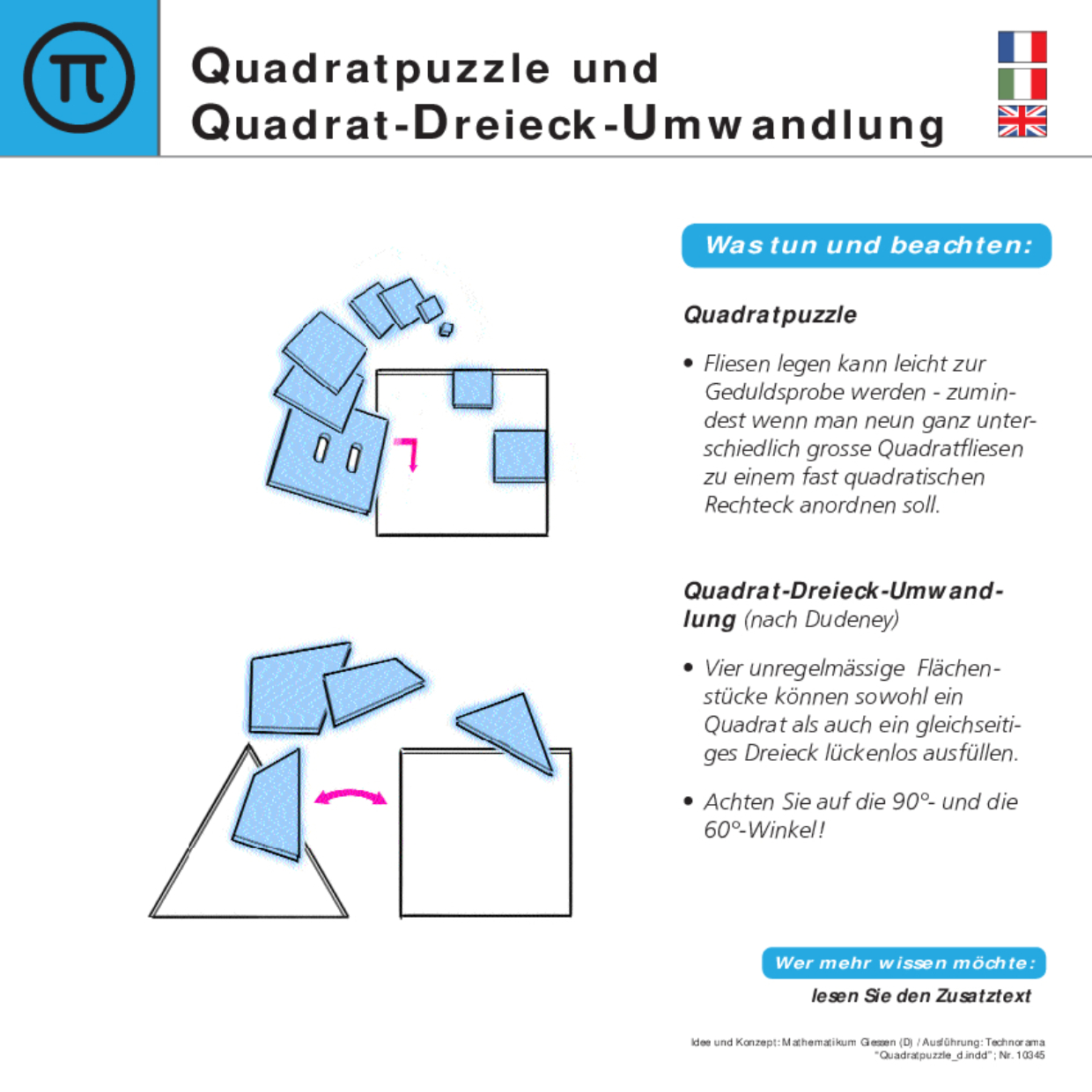 10345 Quadratpuzzle und Quadrat Dreieck Umwandlung DEFI